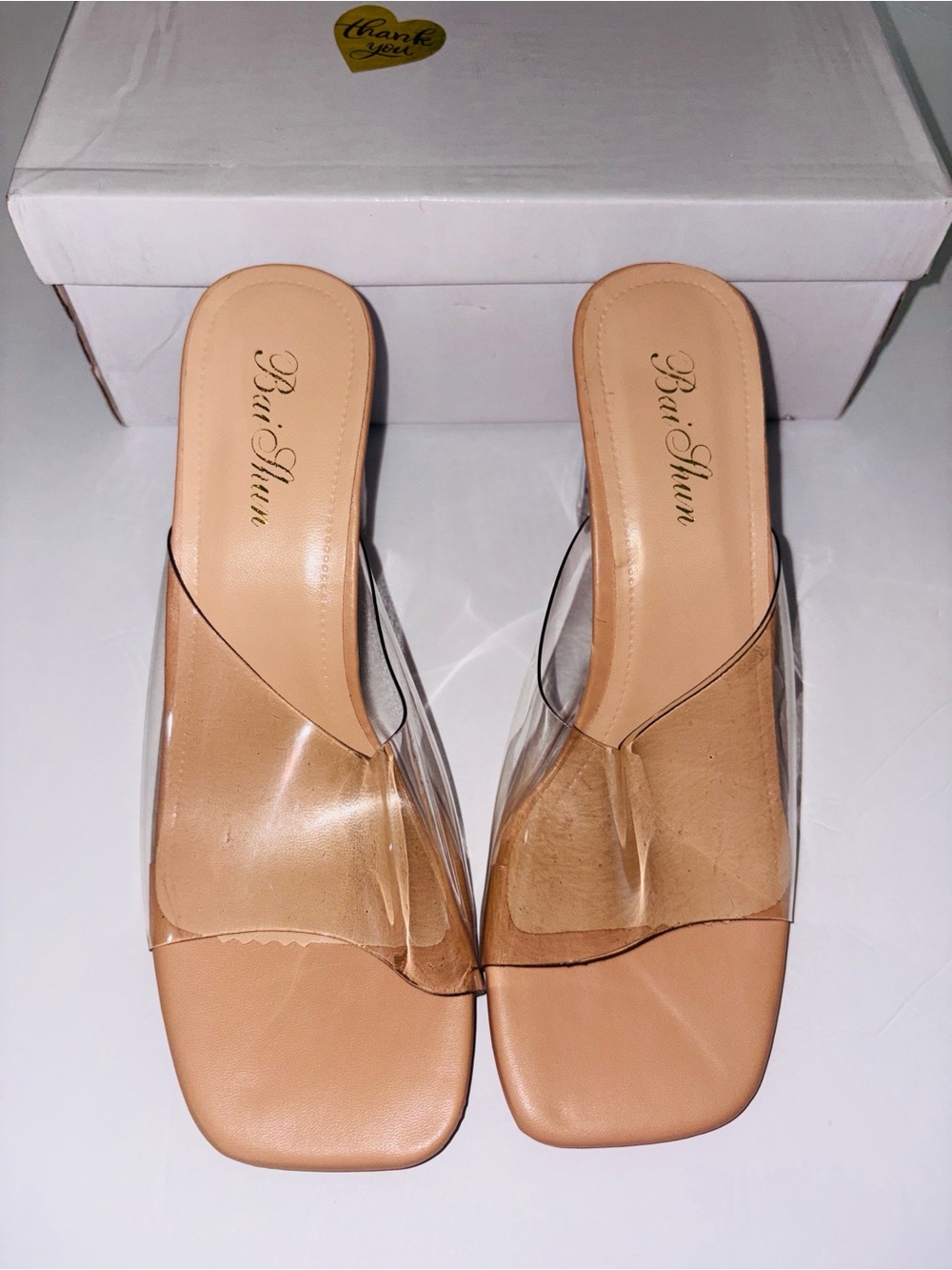 SHUN Nude Clear Slide Mules